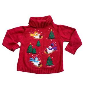Vtg 1990s Toddler Turtle Neck “Ugly” Christmas Sweater 3T